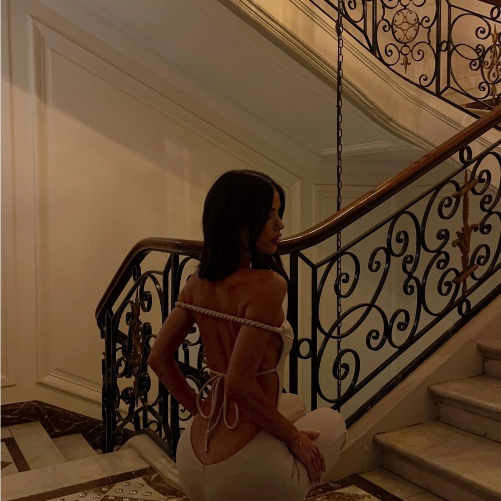 OUTCAST Cream Off-Shoulder JUMPSUIT